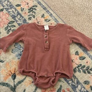 Kate Quinn Waffle Henley Oversized One Piece Outfit 3-6mo